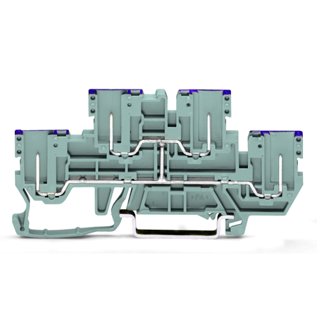 4-pin, double-deck carrier terminal block; 4-pin through terminal block; L; internal commoning; female plug conductor entry with violet marking; for DIN-rail 35 x 15 and 35 x 7.5; gray