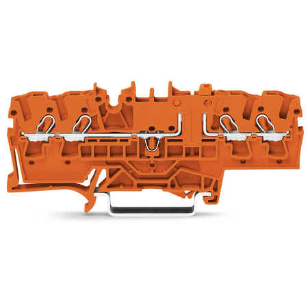 4-conductor disconnect/test terminal block; with test option; orange disconnect link; for DIN-rail 35 x 15 and 35 x 7.5; 2.5 mm²; Push-in CAGE CLAMP®; 2,50 mm²; orange