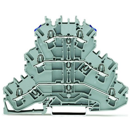 Triple-deck terminal block; Through/through/through terminal block; L/L/N; without marker carrier; suitable for Ex e II applications; Blue conductor entry upper deck; for DIN-rail 35 x 15 and 35 x 7.5; 2.5 mm²; Push-in CAGE CLAMP®; 2,50 mm²; gray