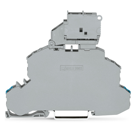 Double-deck fuse terminal block; with pivoting fuse holder; Through/Fuse terminal block; for 5 x 20 mm miniature metric fuse; N/L; without blown fuse indication; for DIN-rail 35 x 15 and 35 x 7.5; 2.5 mm²; Push-in CAGE CLAMP®; 2,50 mm²; gray