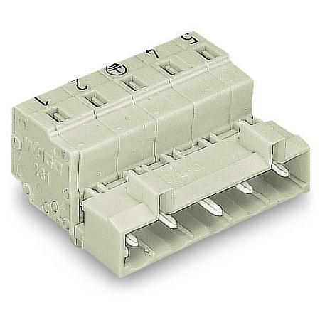 1-conductor male connector; 100% protected against mismating; Preceding ground contact; Snap-in mounting feet; direct marking; 2.5 mm²; Pin spacing 7.5 mm; 3-pole; 2,50 mm²; light gray