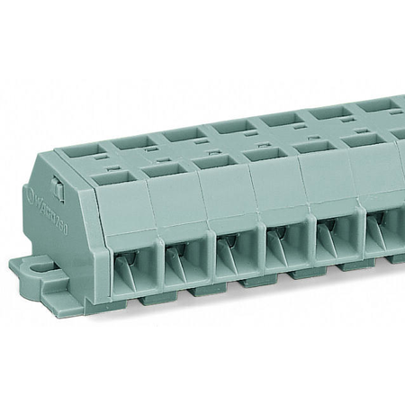 4-conductor terminal strip; 5-pole; without push-buttons; with fixing flanges; for screw or similar mounting types; Fixing hole 3.2 mm Ø; 1.5 mm²; CAGE CLAMP®; 1,50 mm²; gray