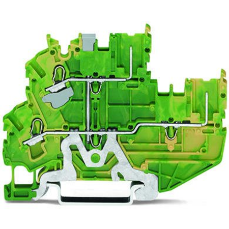 2-conductor/2-pin, double-deck carrier terminal block; 2-conductor/2-pin ground terminal block; PE; internal commoning; for DIN-rail 35 x 15 and 35 x 7.5; 2.5 mm²; Push-in CAGE CLAMP®; 2,50 mm²; green-yellow