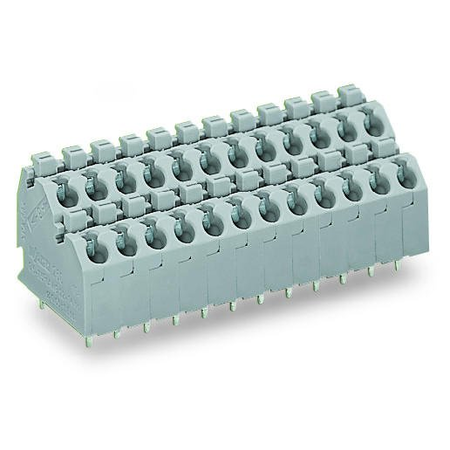 Double-deck PCB terminal block; push-button; 1.5 mm²; Pin spacing 5 mm; 2 x 2-pole; Push-in CAGE CLAMP®; 1,50 mm²; agate gray