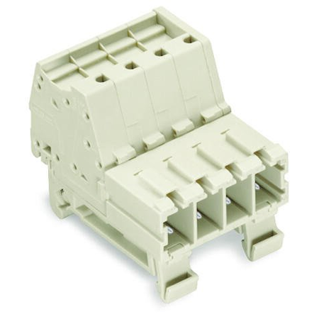 1-conductor male connector; 100% protected against mismating; DIN-35 rail mounting; 10 mm²; Pin spacing 7.62 mm; 5-pole; 10,00 mm²; light gray
