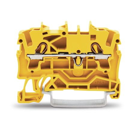 2-conductor through terminal block; 2.5 mm²; suitable for Ex e II applications; side and center marking; for DIN-rail 35 x 15 and 35 x 7.5; Push-in CAGE CLAMP®; 2,50 mm²; yellow