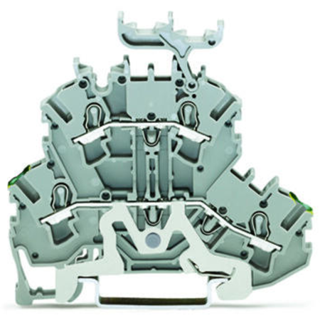 Double-deck terminal block; Ground conductor/through terminal block; PE/L; with marker carrier; suitable for Ex e II applications; for DIN-rail 35 x 15 and 35 x 7.5; 2.5 mm²; Push-in CAGE CLAMP®; 2,50 mm²; gray