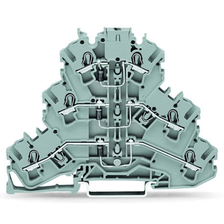 Component terminal block; triple-deck; with 3 diodes 1N4007; Right-side anode; for DIN-rail 35 x 15 and 35 x 7.5; 2.5 mm²; Push-in CAGE CLAMP®; 2,50 mm²; gray