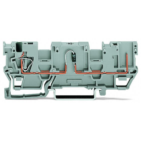 1-conductor/1-pin component carrier terminal block; with 2 jumper positions; with diode 1N4007; anode, left side; for DIN-rail 35 x 15 and 35 x 7.5; 4 mm²; CAGE CLAMP®; 4,00 mm²; gray