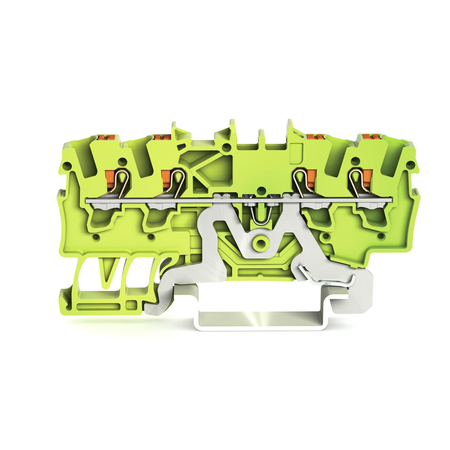 4-conductor ground terminal block; 1.5 mm²; with test port; side and center marking; for DIN-rail 35 x 15 and 35 x 7.5; Push-in CAGE CLAMP®; 1,50 mm²; green-yellow