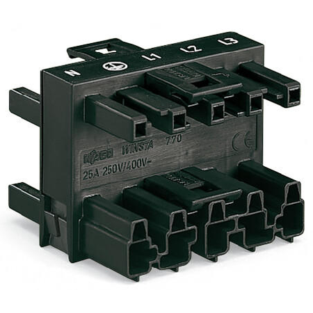 3-way distribution connector; 5-pole; Cod. A; 1 input; 3 outputs; white