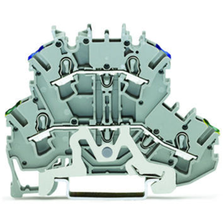 Double-deck terminal block; Ground conductor/through terminal block; PE/N; without marker carrier; suitable for Ex e II applications; for DIN-rail 35 x 15 and 35 x 7.5; 2.5 mm²; Push-in CAGE CLAMP®; 2,50 mm²; gray