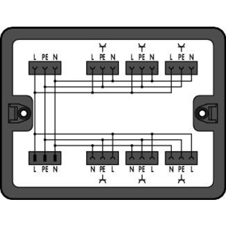 Distribution box; Single-phase current (230 V); 1 input; 7 outputs; Cod. A; MIDI; black