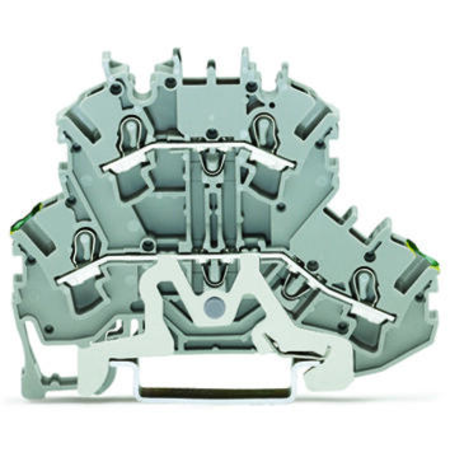 Double-deck terminal block; Ground conductor/through terminal block; PE/L; without marker carrier; suitable for Ex e II applications; for DIN-rail 35 x 15 and 35 x 7.5; 2.5 mm²; Push-in CAGE CLAMP®; 2,50 mm²; gray
