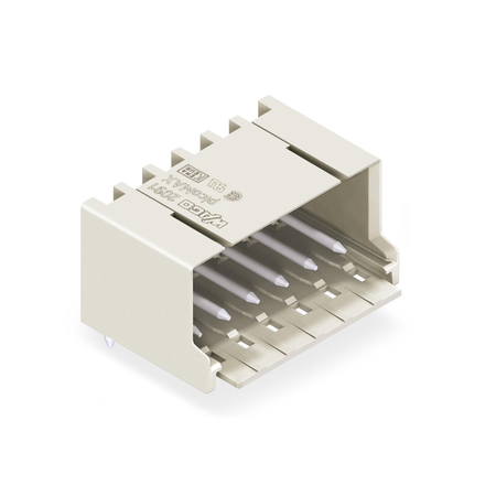 THT male header; 1.0 mm Ø solder pin; angled; Pin spacing 3.5 mm; 2-pole; light gray