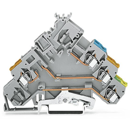 3-conductor actuator supply terminal block; with ground contact; with colored conductor entries; 2.5 mm²; CAGE CLAMP®; 2,50 mm²; gray