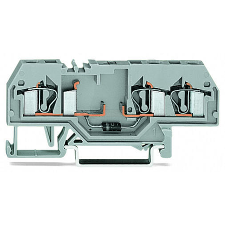 Component terminal block; 3-conductor; with diode 1N5408; anode, left side; for DIN-rail 35 x 15 and 35 x 7.5; 4 mm²; CAGE CLAMP®; 4,00 mm²; gray