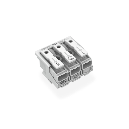Lighting connector; push-button, external; for Linect®; without ground contact; 3-pole; Cod. A; Lighting side: for solid conductors; Inst. side: for all conductor types; max. 2.5 mm²; Surrounding air temperature: max 85°C (T85); 2,50 mm²; white