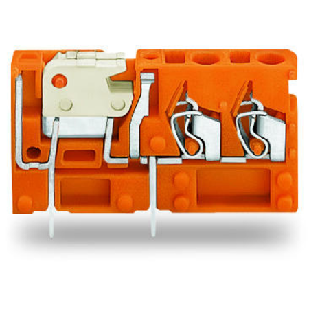 Stackable 2-conductor PCB terminal block; with knife disconnect; 2.5 mm²; Pin spacing 5.08 mm; 1-pole; CAGE CLAMP®; 2,50 mm²; orange