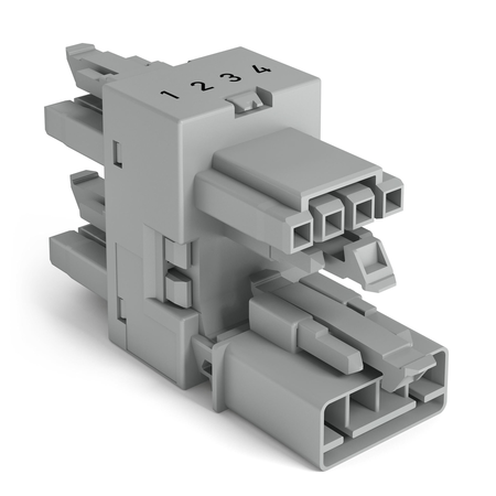 3-way distribution connector; 4-pole; Cod. B; 1 input; 3 outputs; gray