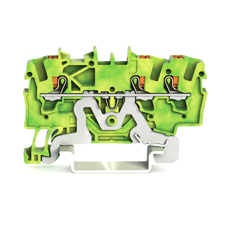 3-conductor ground terminal block; 1.5 mm²; with test port; side and center marking; for DIN-rail 35 x 15 and 35 x 7.5; Push-in CAGE CLAMP®; 1,50 mm²; green-yellow