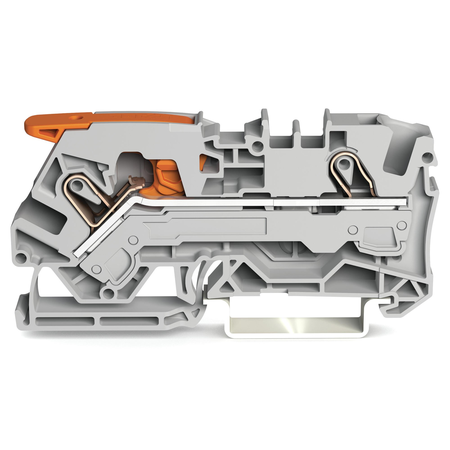 2-conductor through terminal block; with lever and Push-in CAGE CLAMP®; 6 mm²; with test port; side and center marking; for DIN-rail 35 x 15 and 35 x 7.5; Push-in CAGE CLAMP®; 6,00 mm²; gray