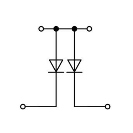 Component terminal block; double-deck; with 2 diodes 1N4007; Top anode; for DIN-rail 35 x 15 and 35 x 7.5; 2.5 mm²; Push-in CAGE CLAMP®; 2,50 mm²; gray