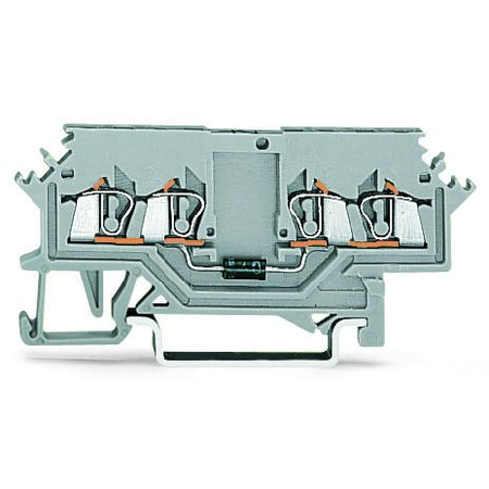 Component terminal block; 4-conductor; with diode 1n4007; anode, right side; for din-rail 35 x 15 and 35 x 7.5; 1.5 mm²; cage clamp®; 1,50 mm²; gray