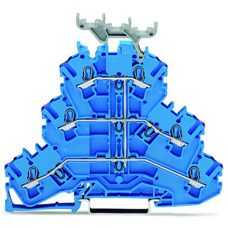 Triple-deck terminal block; 6-conductor through terminal block; n; with marker carrier; for ex e ii and ex i applications; internal commoning; conductor entry with violet marking; for din-rail 35 x 15 and 35 x 7.5; 2.5 mm²; push-in cage clamp®; 2,50 