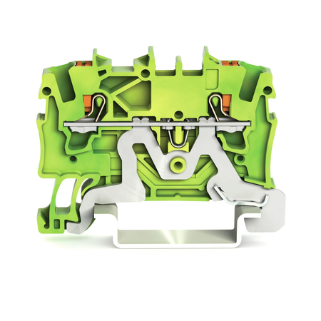 2-conductor ground terminal block; 1.5 mm²; with test port; side and center marking; for DIN-rail 35 x 15 and 35 x 7.5; Push-in CAGE CLAMP®; 1,50 mm²; green-yellow