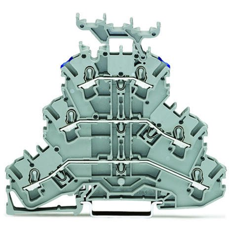 Triple-deck terminal block; Through/through/through terminal block; L/L/N; with marker carrier; suitable for Ex e II applications; Blue conductor entry upper deck; for DIN-rail 35 x 15 and 35 x 7.5; 2.5 mm²; Push-in CAGE CLAMP®; 2,50 mm²; gray