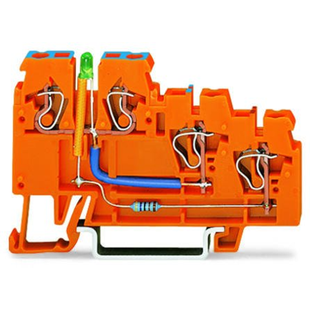 3-conductor sensor supply terminal block; LED (green); 2.5 mm²; CAGE CLAMP®; 2,50 mm²; orange