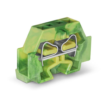 2-conductor terminal block; without push-buttons; with fixing flange; for screw or similar mounting types; Fixing hole 3.2 mm Ø; 4 mm²; CAGE CLAMP®; 4,00 mm²; green-yellow