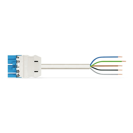 pre-assembled connecting cable; Cca; Plug/open-ended; 5-pole; Cod. I; H05Z1Z1-F 5G 2.5 mm²; 2 m; 2,50 mm²; blue