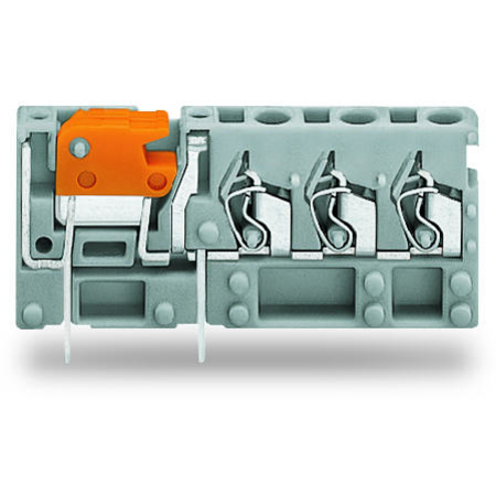 Stackable 3-conductor PCB terminal block; with knife disconnect; 2.5 mm²; Pin spacing 5 mm; 1-pole; CAGE CLAMP®; 2,50 mm²; gray