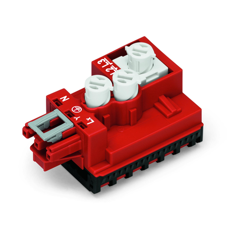 Tap-off module; for flat cable; 5 x 2.5 mm² + 2 x 1.5 mm²; 3-pole; Cod. P; with cable connection on the output side; red