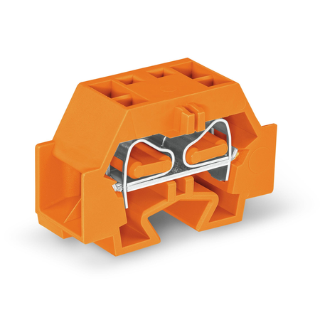 4-conductor terminal block; without push-buttons; with fixing flange; for screw or similar mounting types; Fixing hole 3.2 mm Ø; 4 mm²; CAGE CLAMP®; 4,00 mm²; orange