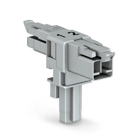 T-distribution connector; 2-pole; Cod. B; 1 input; 2 outputs; 2 locking levers; gray