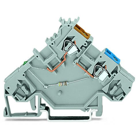 3-conductor sensor supply terminal block; led (green); for pnp-(high-side) switching sensors; power supply from sensor side; with colored conductor entries; 2.5 mm²; cage clamp®; 2,50 mm²; gray