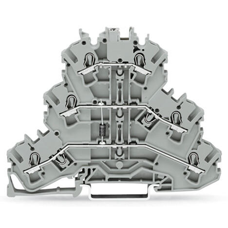 Component terminal block; triple-deck; with diode 1N4007; Anode, top; for DIN-rail 35 x 15 and 35 x 7.5; 2.5 mm²; Push-in CAGE CLAMP®; 2,50 mm²; gray