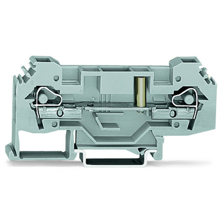 2-conductor through terminal block; 6 mm²; with test option; for 4 mm Ø test plugs; same profile as 2-conductor disconnect terminal block; lateral marker slots; for DIN-rail 35 x 15 and 35 x 7.5; CAGE CLAMP®; 6,00 mm²; gray