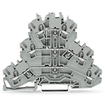 Component terminal block; triple-deck; with diode 1N4007; Anode, bottom; for DIN-rail 35 x 15 and 35 x 7.5; 2.5 mm²; Push-in CAGE CLAMP®; 2,50 mm²; gray