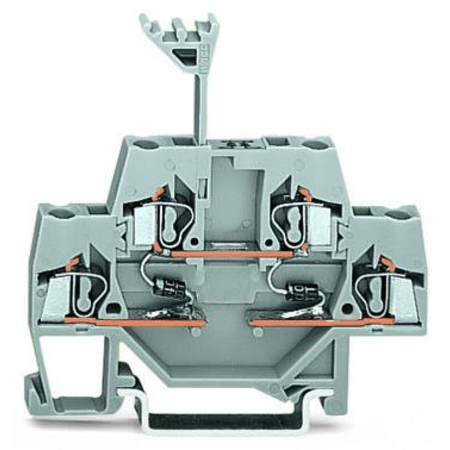 Component terminal block; double-deck; with 2 diodes 1N4007; Bottom anode; for DIN-rail 35 x 15 and 35 x 7.5; 2.5 mm²; CAGE CLAMP®; 2,50 mm²; gray