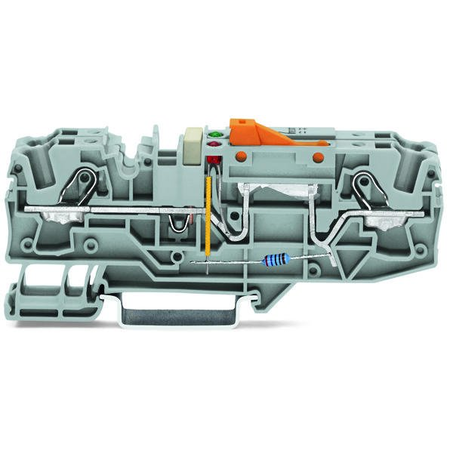 Ground conductor disconnect terminal block; with test option; with orange disconnect link; 48 V; 6 mm²; Push-in CAGE CLAMP®; 6,00 mm²; gray