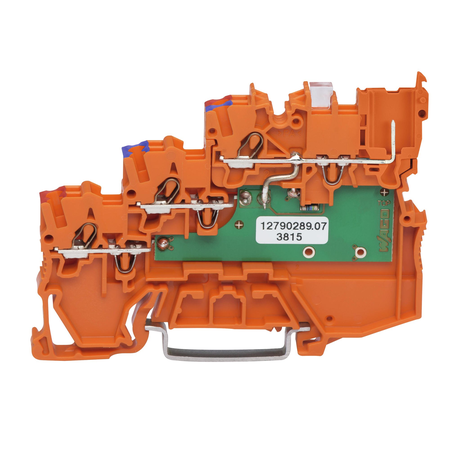 3-conductor sensor supply terminal block; LED (green); with pluggable signal level; 1 mm²; Push-in CAGE CLAMP®; 1,00 mm²; orange