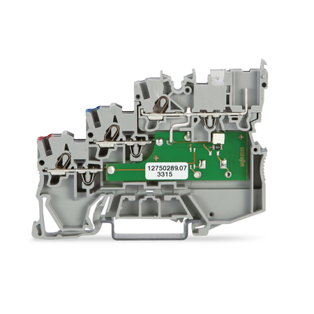 3-conductor sensor terminal block; LED (yellow); for PNP-(high-side) switching sensors; with pluggable signal level; 1 mm²; Push-in CAGE CLAMP®; 1,00 mm²; gray