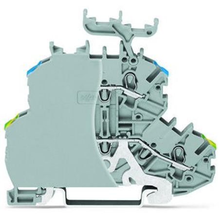 Double-deck terminal block; Ground conductor/through terminal block; PE/N; with marker carrier; for DIN-rail 35 x 15 and 35 x 7.5; 1 mm²; Push-in CAGE CLAMP®; 1,00 mm²; gray