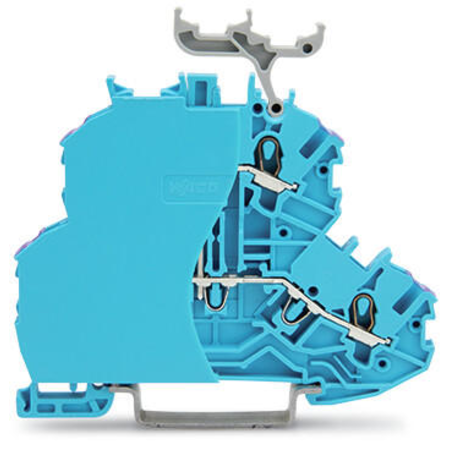 Double-deck terminal block; 4-conductor through terminal block; with end plate; N; without marker carrier; suitable for Ex i applications; internal commoning; conductor entry with violet marking; for DIN-rail 35 x 15 and 35 x 7.5; 1 mm²; Push-in CAGE