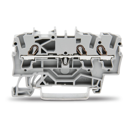 3-conductor through terminal block; 2.5 mm²; suitable for Ex e II applications; side and center marking; for DIN-rail 35 x 15 and 35 x 7.5; Push-in CAGE CLAMP®; 2,50 mm²; gray