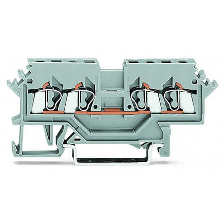 4-conductor through terminal block; 2.5 mm²; lateral marker slots; for din-rail 35 x 15 and 35 x 7.5; cage clamp®; 2,50 mm²; gray